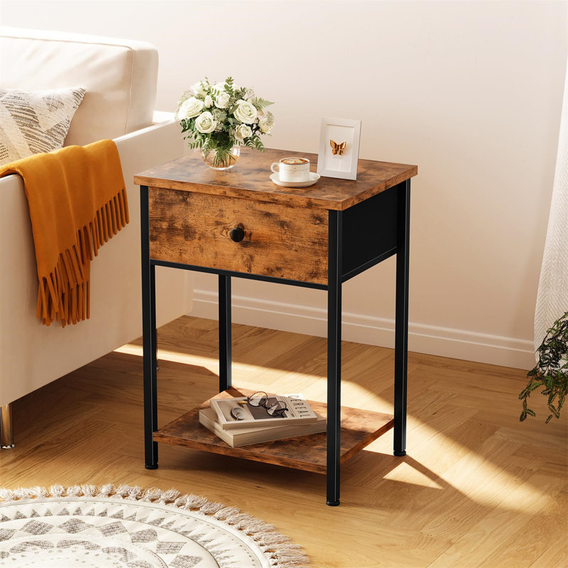 Azarria End Table, Brown, Black