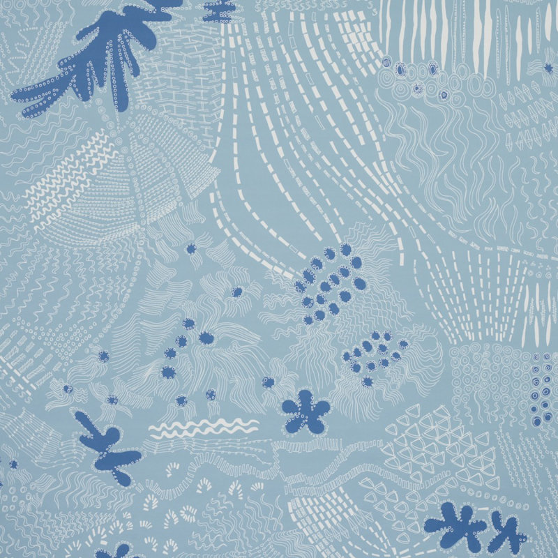 Papier peint Schumacher x Clements Ribeiro Haven, Bleu sarcelle / bleu marine