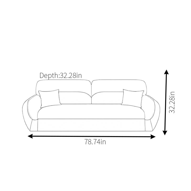 Canapé Fashion, H 32,28 po x l 78,74 po x P 32,28 po, 2