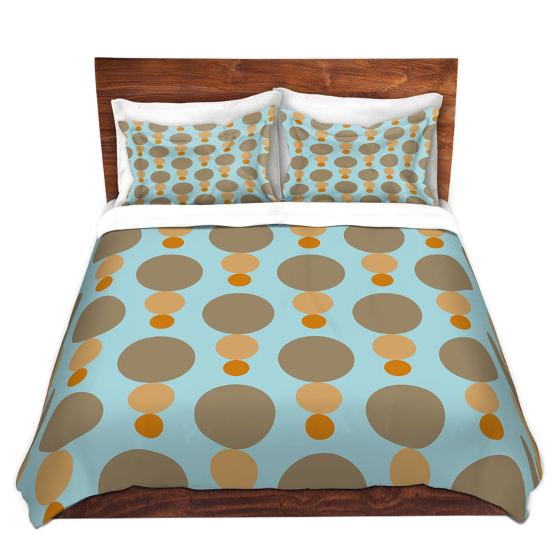 Ensemble de housse de couette champignon mid century, 1 housse + 2 taies très grand lit