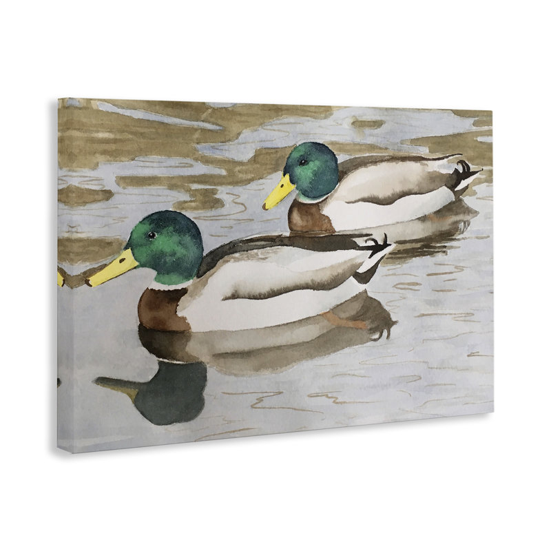 «Mallard Ducks pair», toile par Stephanie Fielden, H 24 po x l 36 po
