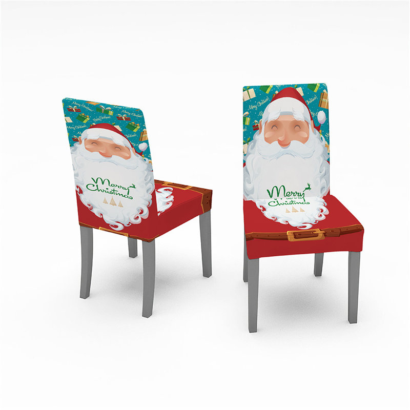 Housses de chaise de Noël père Noël (ensemble de 4), Polyester turquoise
