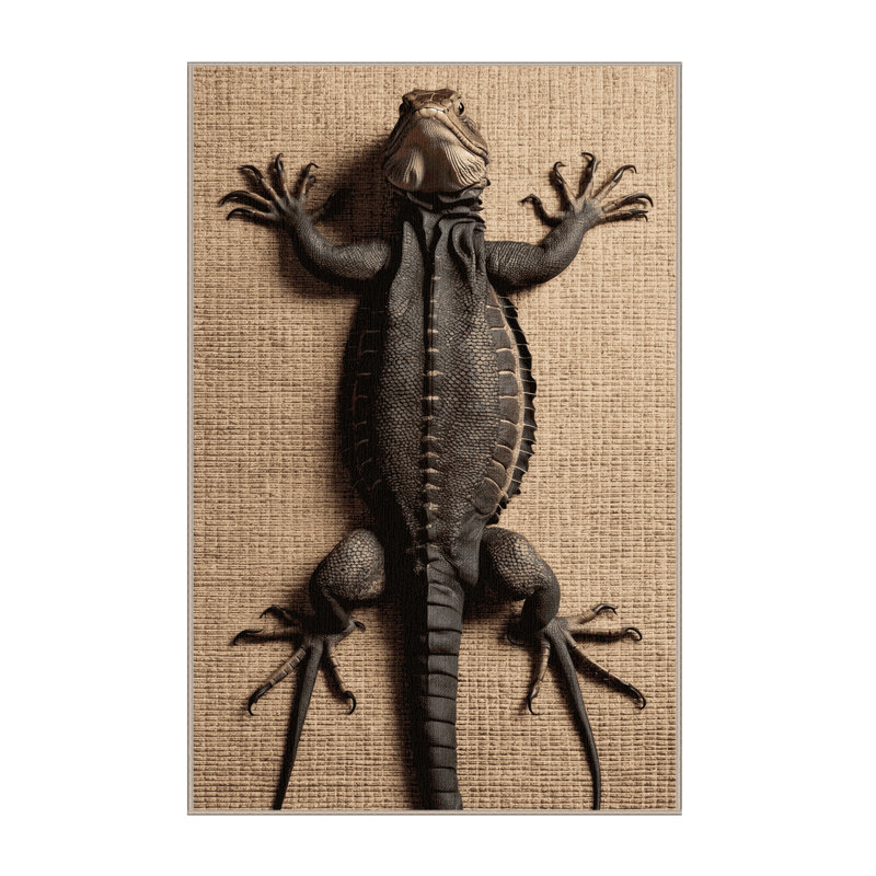 Washable Monitor Lizard Wildlife Area Rug, Rectangle 4' x 6'