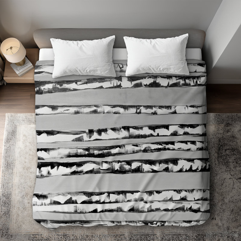 Birches Black and White - Gray Duvet Cover for Bedroom Decor, Gray
