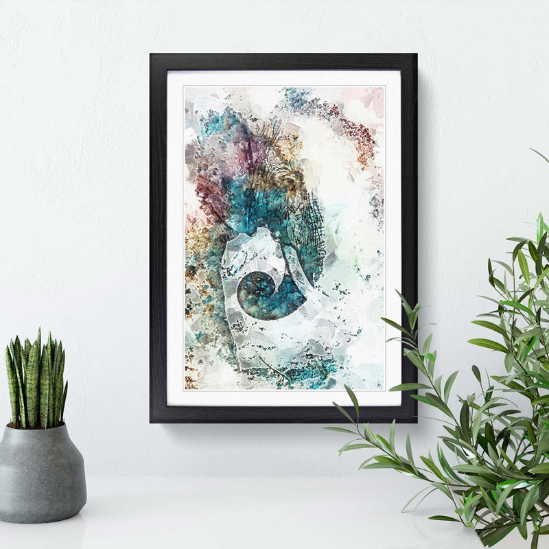 Elephant Profile in Abstract - Picture Frame Painting Print, 36cm H x 27cm W x 2cm D, Black Framed