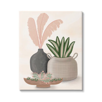 «Pastel Botanical Succulents Illustration Plants Jars Vases» par Darlene Seale - impression