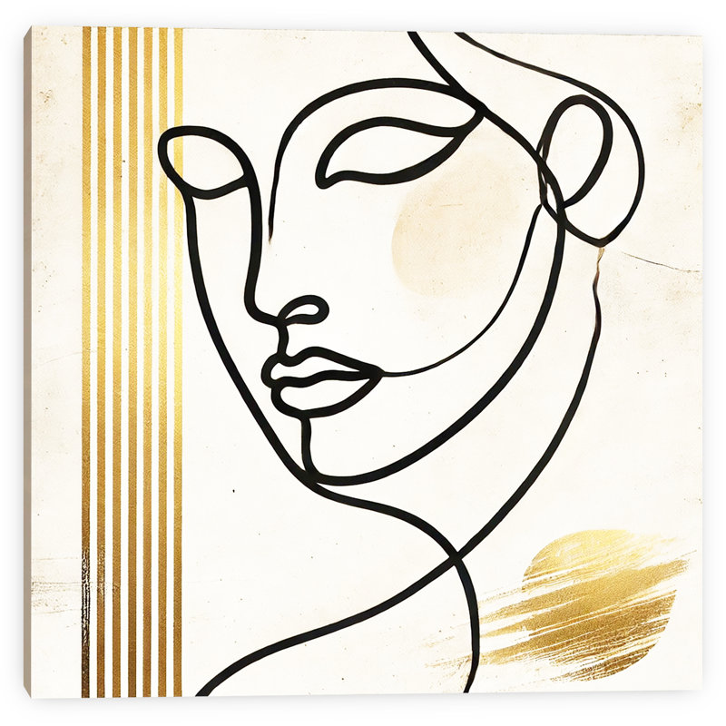 Serene Gaze - Abstract Minimalist Wrapped Canvas Wall Art, 20" H x 20" W
