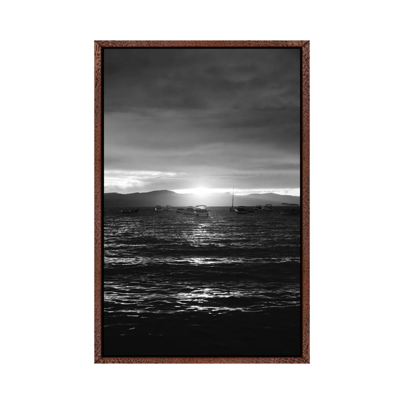 Lake Tahoe Sunset III by Bethany Young - Print on Canvas, 66.04cm H x 45.72cm W x 3.81cm D, Classic Brown Wood Framed