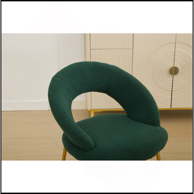 Set Of 1 Velvet Fabric Dining Chairs With Curved Backrest And Golden Metal Legs For Kitchen Or Dining Room