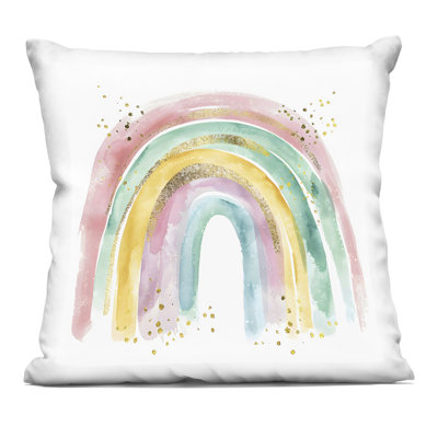 Stupell Industries Pastel Rainbow with Gold Accents Decorative Printed Throw Pillow, design by Creative Studio, 18 x 7 x 18