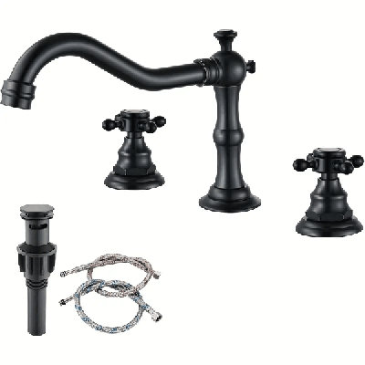 Oil Rubbed Bronze Bathroom Sink Faucet Widespread 3 Hole Basin Faucet With Drain