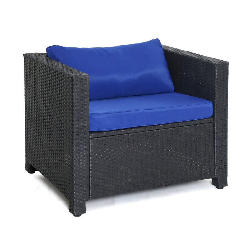 Chaise de patio avec coussins Ryebrook, Bleu marine