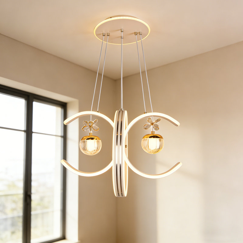 Luminaire suspendu moderne à double DEL en forme de C, à intensité variable 3 couleurs, hauteur réglable, pour la salle à manger et la chambre à coucher