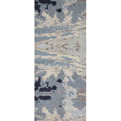 Nuage Wool Abstract Area Rug in Navy/Blue/Taupe