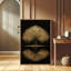 «Golden Tree Reflection» sur fond noir, reproduction d'art encadrée-1754954964-1754954971