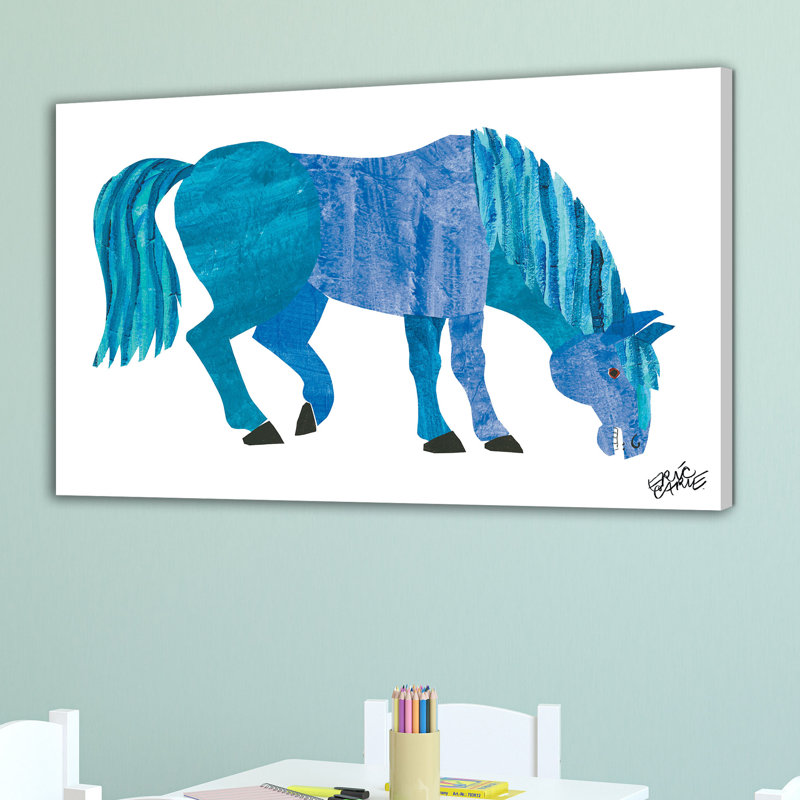 Blue Horse by Eric Carle - Painting on Canvas, 30cm H x 46cm W