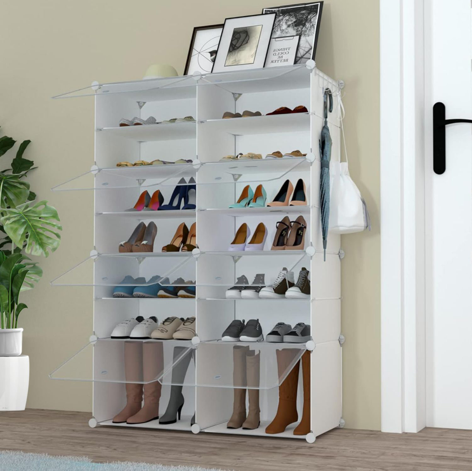 Rebrilliant 32 Pairs Shoe Rack Organizer For Closet Shoe Cabinet With ...