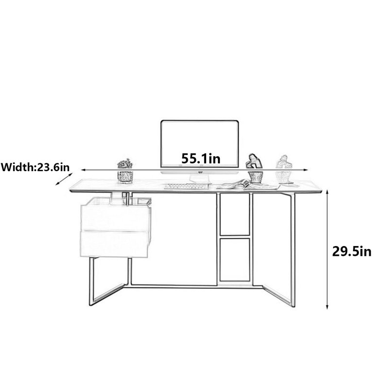 Elem, 29.5" H x 55.1" W x 23.6" D