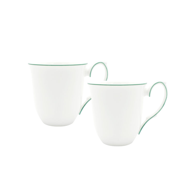 Grande tasse à café Amelie, Blanc / vert forêt