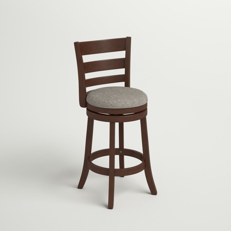 Tabouret de bar et de comptoir pivotant Adelynn, Cerisier foncé, Lin gris, Tabouret de comptoir (hauteur du siège de 24,37 p