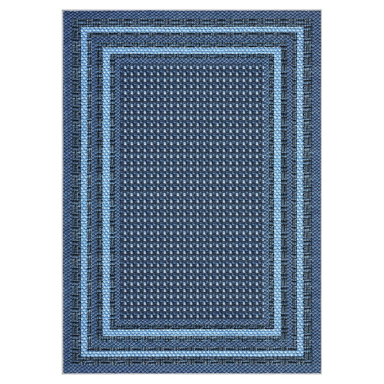 Geometric Living Room Rugs, Washable Bordered Print Soft Bedroom Carpet, Ultra Thin Stain Resistant Under Table Carpet for Dining Room, Low Pile Floor Cover for Home Office
