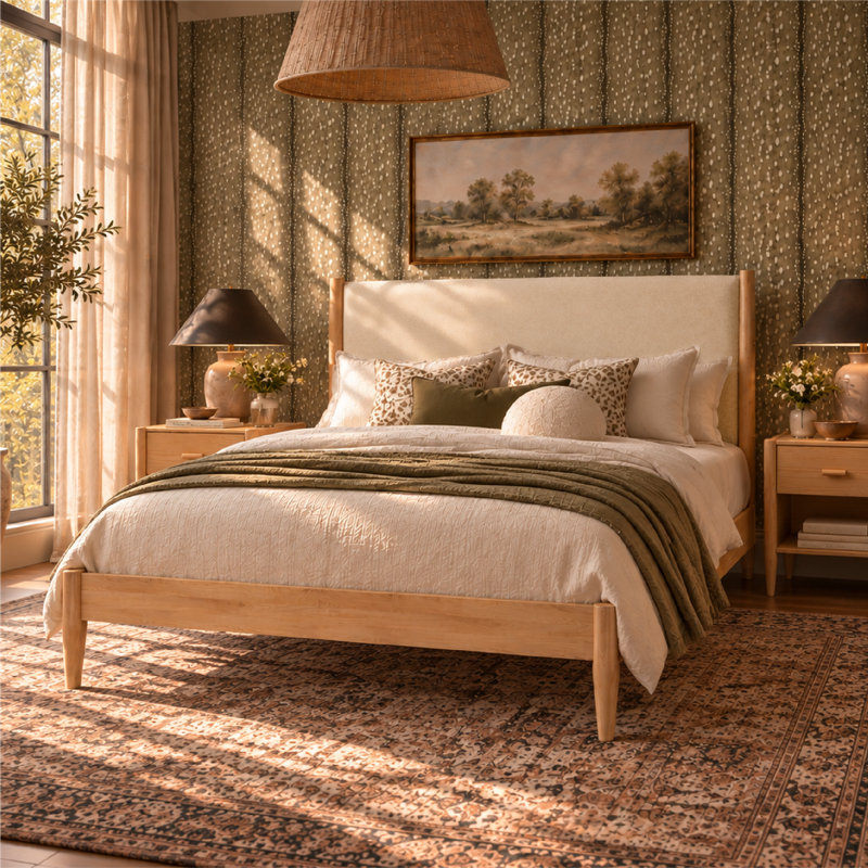 Base de lit tapissier Besan, King, Boucle taupe