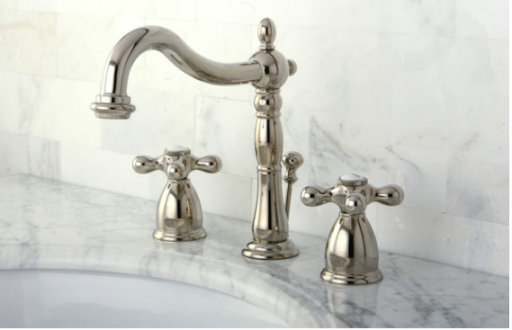 Heritage Widespread Bathroom Faucet with Drain Assembly, Polished Chrome