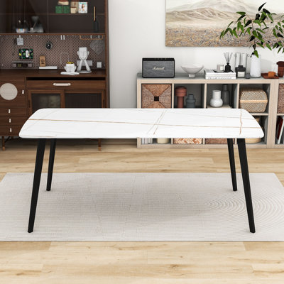 Jatarius Porcelain Dining Table with White Ceramic Tabletop