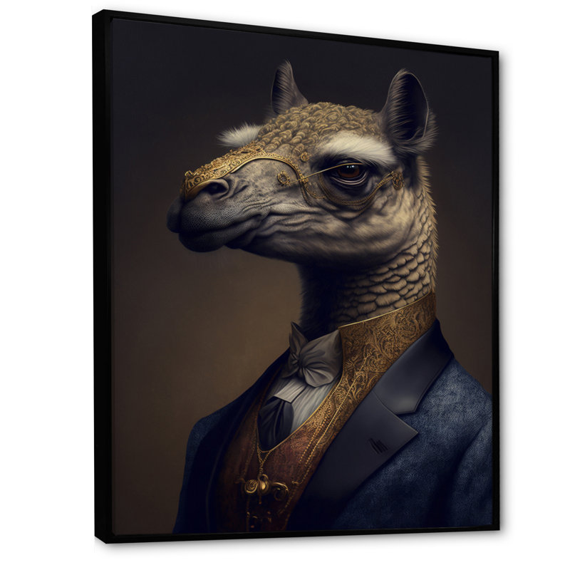 Mafia Llama - Impression sur toile, H 20 po x l 12 po x P 1 po, Toile avec cadre flottant noir