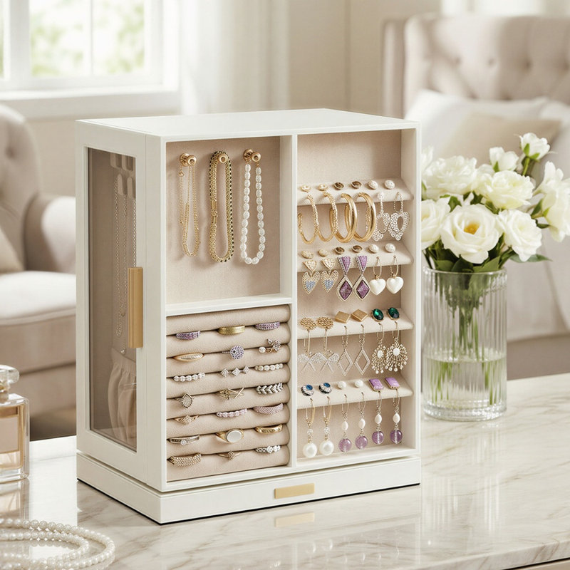 Boîte à bijoux avec 5 tiroirs, Nuage blanc