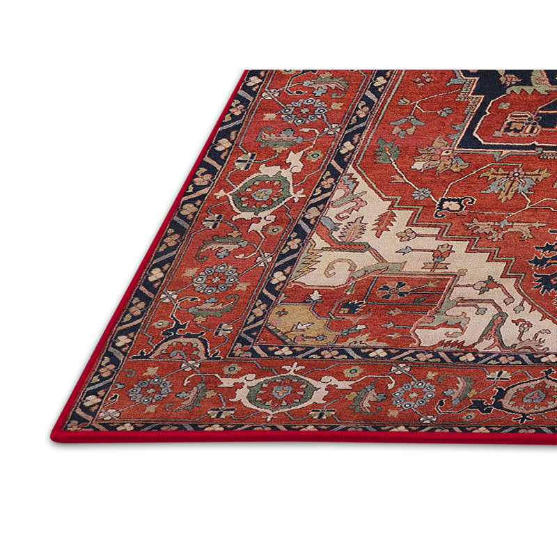 Tapis oriental orange / bleu marine, Rectangle 4 pi x 6 pi