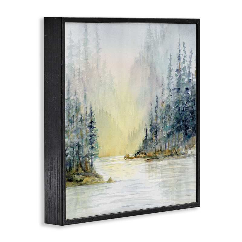 «Winter Woodland Scene», art de la giclée encadrée par Patti Bishop, H 12 po x l 12 po, Giclée encadrée noir minuit