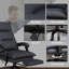 Chaise de bureau en microfibre avec massage, chaleur, repose-pieds, gris