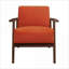 Fauteuil d'appoint orange moderne pour adultes, siège d'appoint à structure en bois massif pour la chambre à coucher du salon