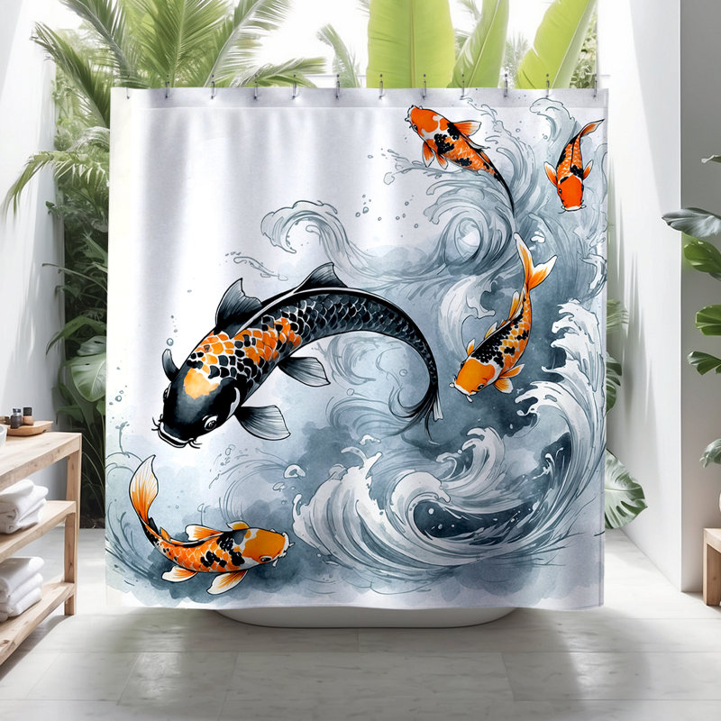 Rideau de douche Jino Koi, Multicolore