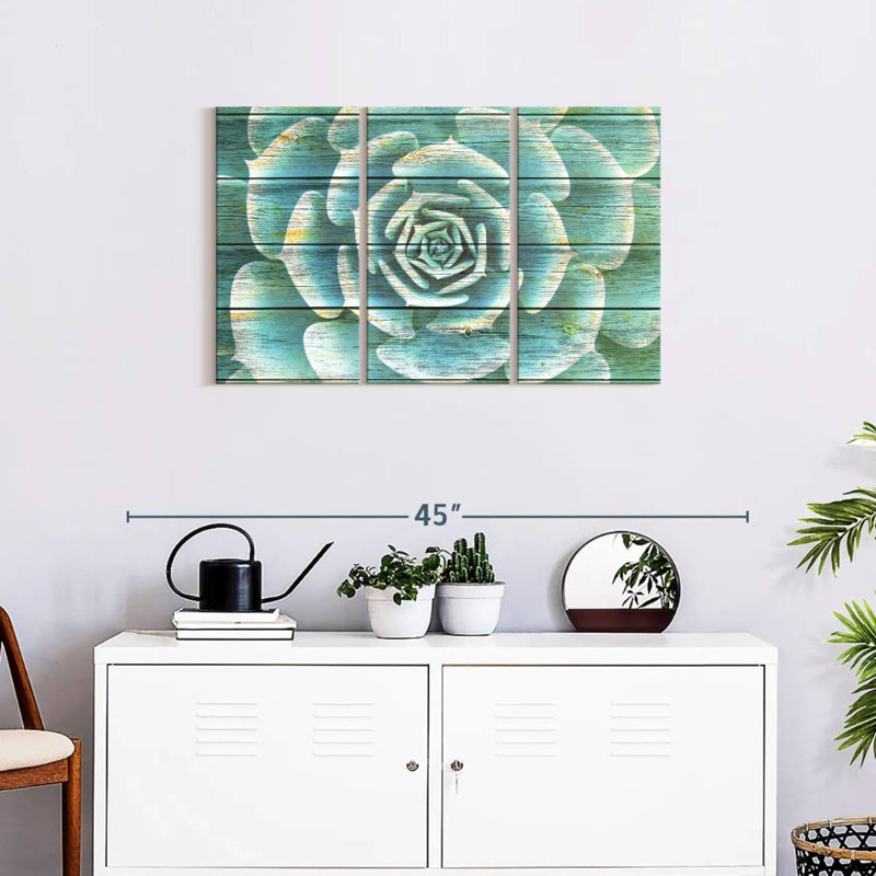 Ensemble de 3 plantes grasses sur toile, H 33 po x l 20 po 