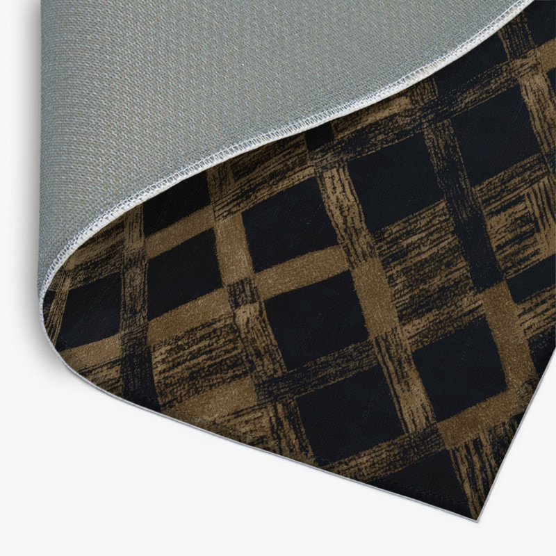 Tapis intérieur / extérieur noir à carreaux, Rectangle 4pi x 6 pi