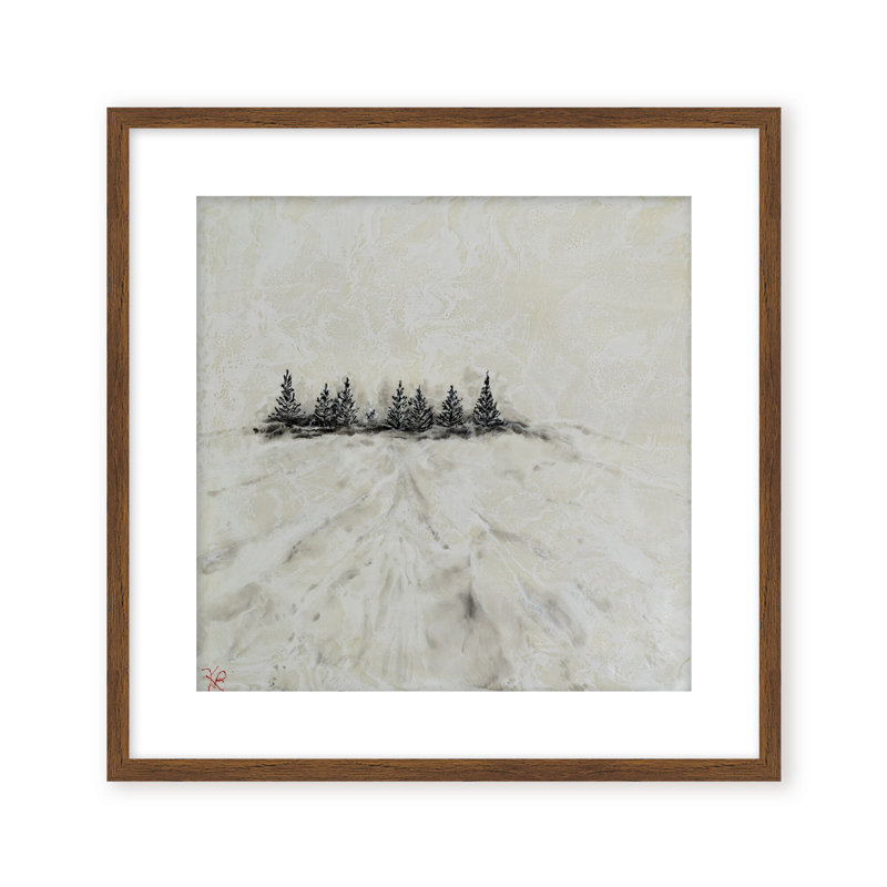 Nature Inspired "Frosted Horizon" Canvas Wall Art By , 12" H x 12" W, Framed Matted Print, Beige