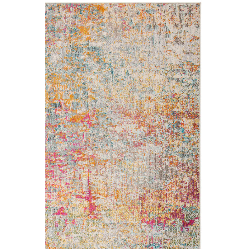 Madison Abstract Grey/Turquoise Area Rug, Runner 2'2" x 10'
