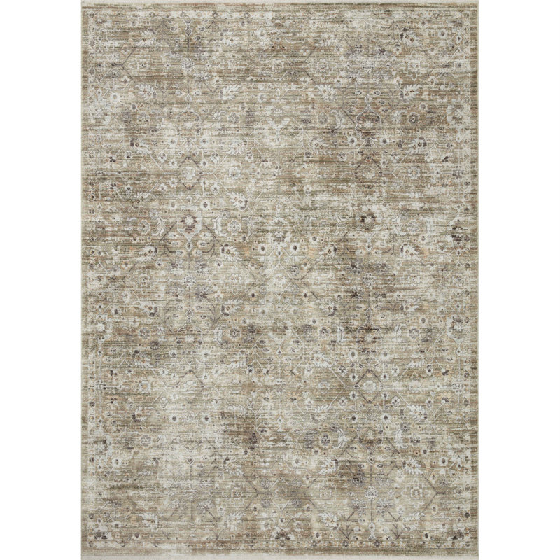 Tapis oriental vert mousse / écorce Bonney, Rectangle 7 pi 10 po x 10 pi 2 po
