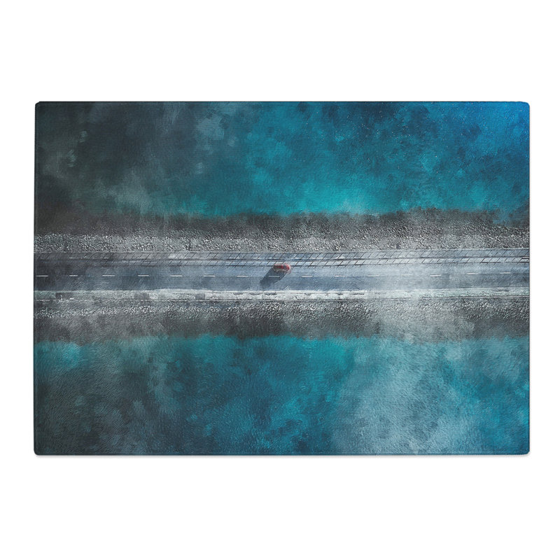 Tempered Glass Lake Road Chopping Board, 28.5 cm x 39 cm