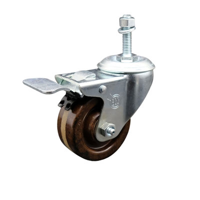 Temp Phenolic 3/4 Inch Stem Caster Set with Total Lock Brake