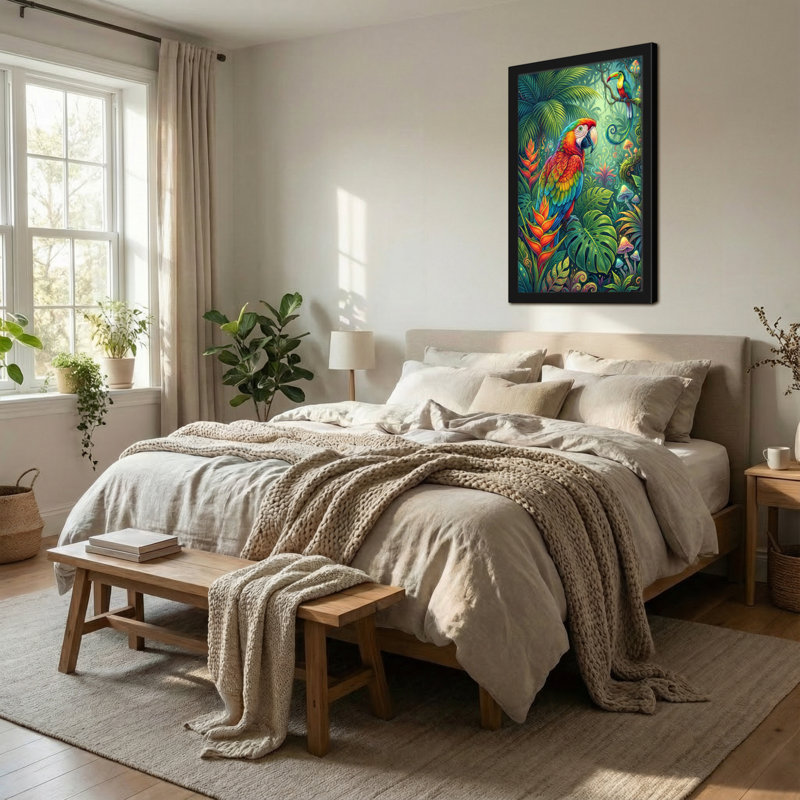 Animaux, impression sur toile, perroquet tropical, H 18 po x l 12 po
