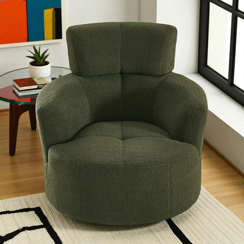 Fauteuil demi-tonneau rembourré et pivotant, Vert