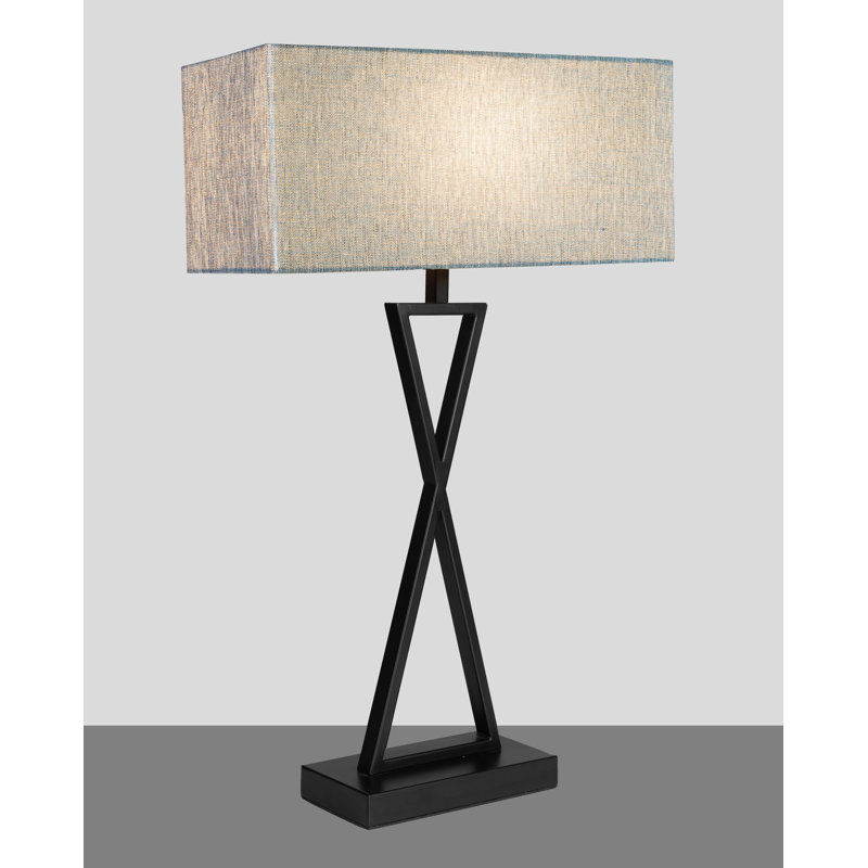 Avory 64cm Rectangle Metal Narrow Table Lamp, Blue, Black