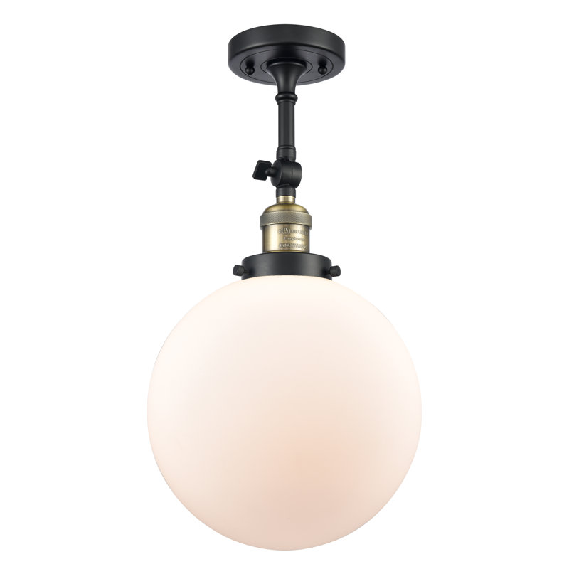 Plafonnier semi-encastré 10 po Zarmayr, Ampoule DEL 6 watts Vinage, Blanc mat, Laiton antique noir