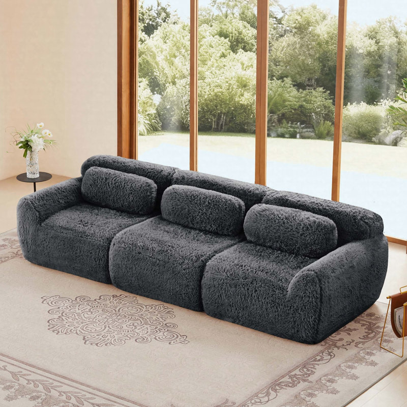 Canapé modulaire 114,6 po à 3 places, canapé modulaire moderne avec tissu moelleux et éponge à haute densité