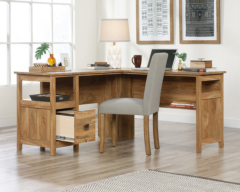 Mango Finish L-Shaped Desk