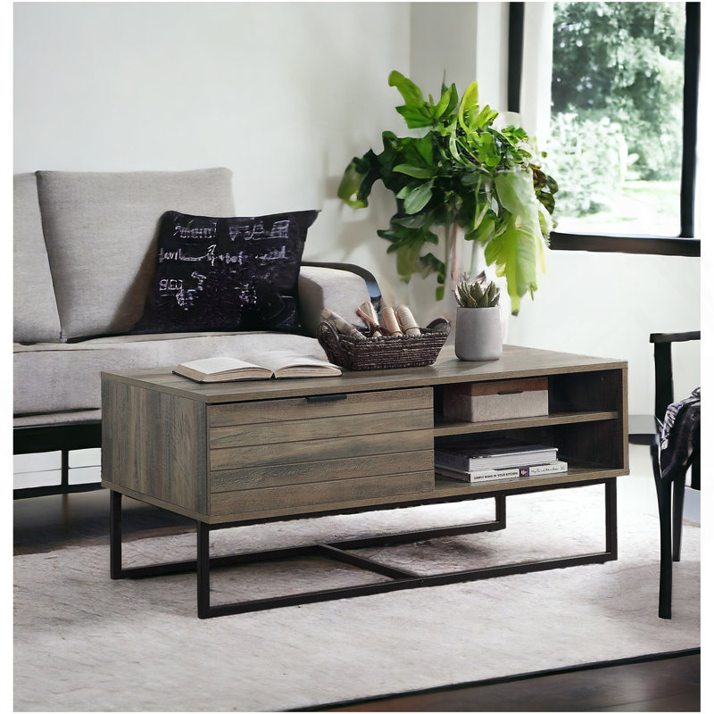 Table basse Homare en chêne rustique et finition noire