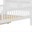 Structure de lit simple en bois massif avec rangement pour lit, blanc doux avec support de tête de lit et tiroirs sous le lit